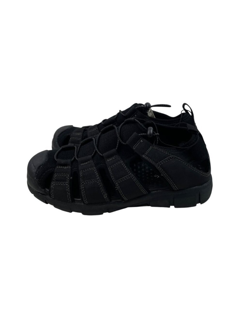 Falls Creek Mens Size 7M Black Adjustable Fisherman Sandals